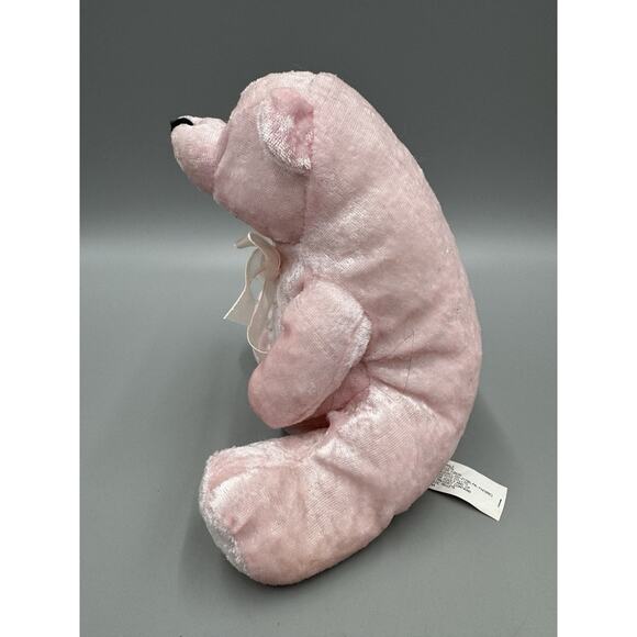 Vintage Pink Beanbag Teddy Bear w/Pink Bow Plush 6.5” Stuffed Animal - Picture 6 of 7